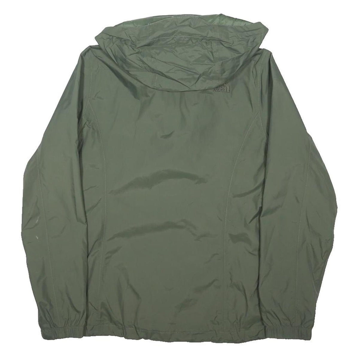 THE NORTH FACE Womens Green Outdoor Jacket L Polyester Blend Zip Hooded Plain