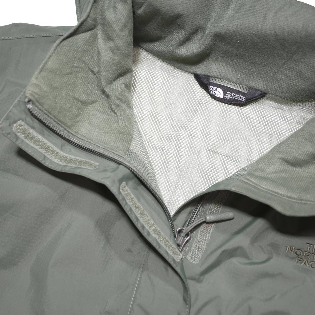 THE NORTH FACE Womens Green Outdoor Jacket L Polyester Blend Zip Hooded Plain