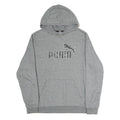 PUMA Mens Grey Hoodie L Cotton Pullover Sweatshirt Logo Front Pocket