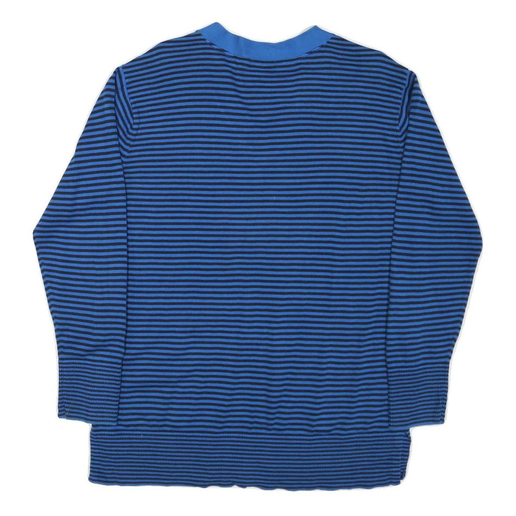 TOMMY HILFIGER Womens Blue & Black Patterned Jumper V-Neck Basic Knit L Cotton