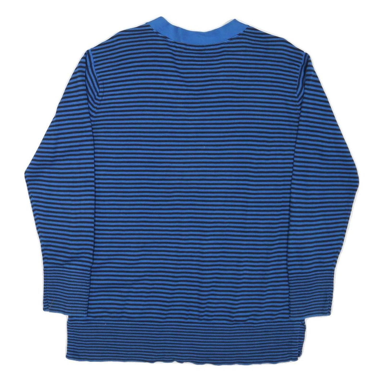 TOMMY HILFIGER Womens Blue & Black Patterned Jumper V-Neck Basic Knit L Cotton