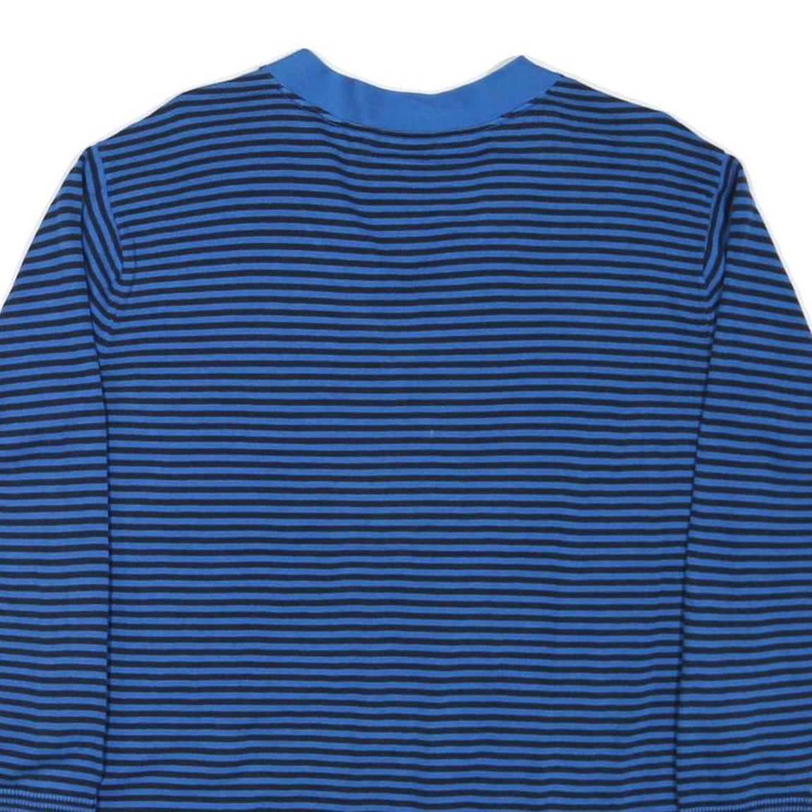 TOMMY HILFIGER Womens Blue & Black Patterned Jumper V-Neck Basic Knit L Cotton