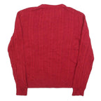 NAUTICA Mens Red Patterned Jumper Crew Neck Cable Knit L Cotton Classic Style