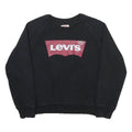 LEVI'S Boys Black Sweatshirt Crew Neck M Cotton Blend Logo Pullover Casual