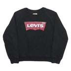 LEVI'S Boys Black Sweatshirt Crew Neck M Cotton Blend Logo Pullover Casual