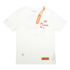 HERON PRESTON Mens White & Orange Graphic T-Shirt S Short Sleeve Crew Neck