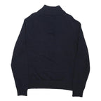 POLO RALPH LAUREN Mens Navy Plain Shawl Collar Jumper Cotton Blend M Classic