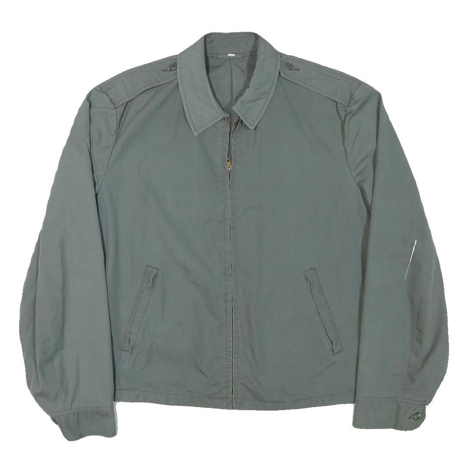 Mens Grey Cotton Blend Jacket L Zip Closure Casual Lightweight Plain Style