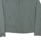 Mens Grey Cotton Blend Jacket L Zip Closure Casual Lightweight Plain Style