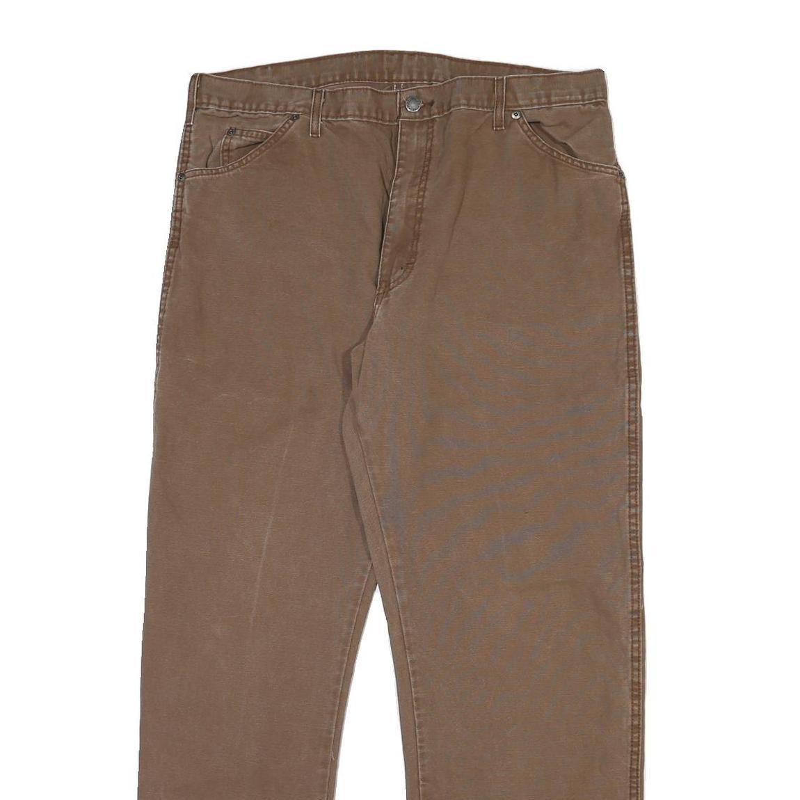 DICKIES Mens Cotton Blend Brown Regular Straight Trousers W40 L32 Workwear
