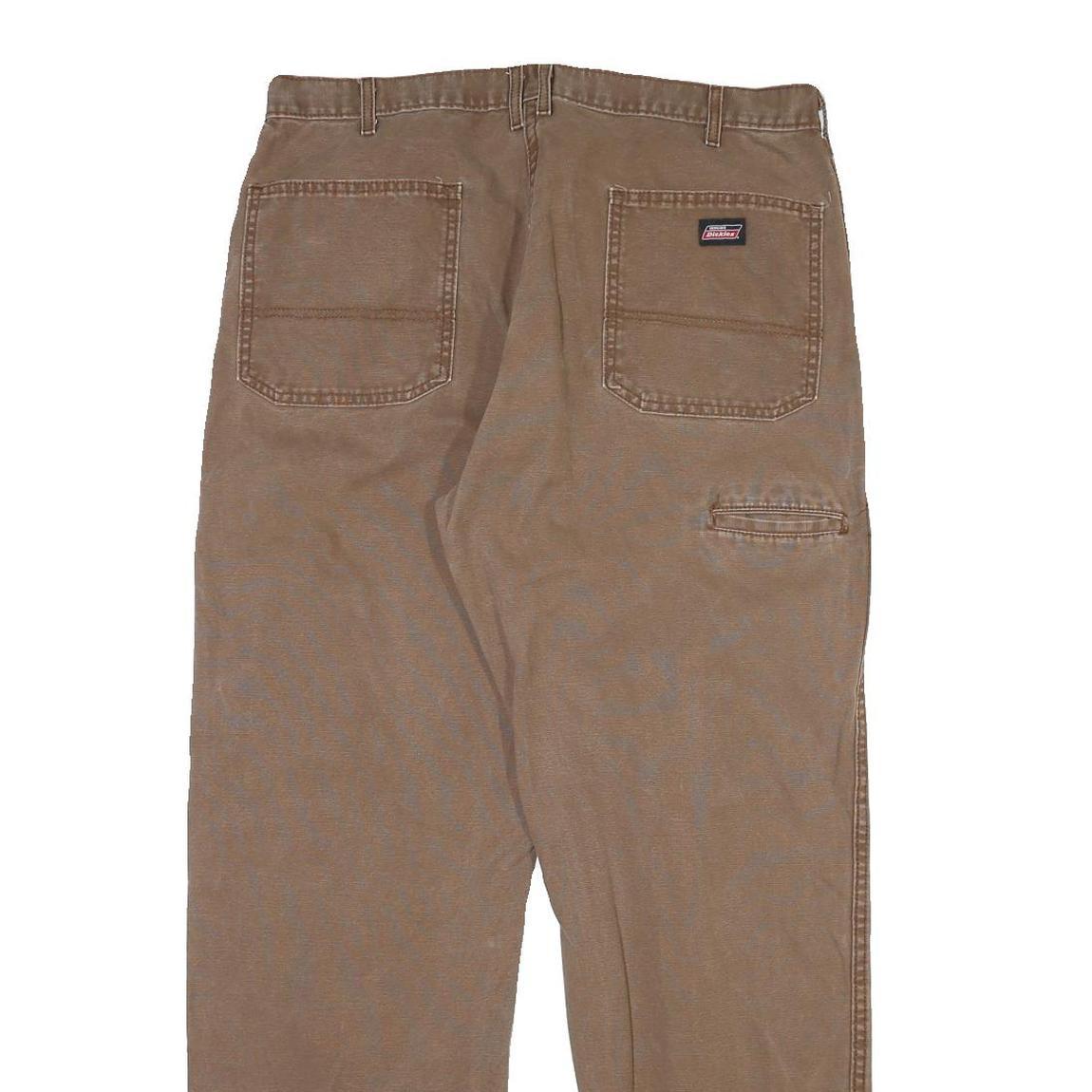 DICKIES Mens Cotton Blend Brown Regular Straight Trousers W40 L32 Workwear