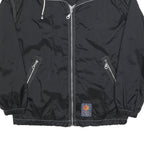 GARRY Mens Black Zip Jacket L Polyester Blend Relax Your Mind Print Casual