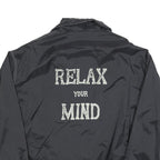 GARRY Mens Black Zip Jacket L Polyester Blend Relax Your Mind Print Casual