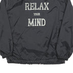 GARRY Mens Black Zip Jacket L Polyester Blend Relax Your Mind Print Casual