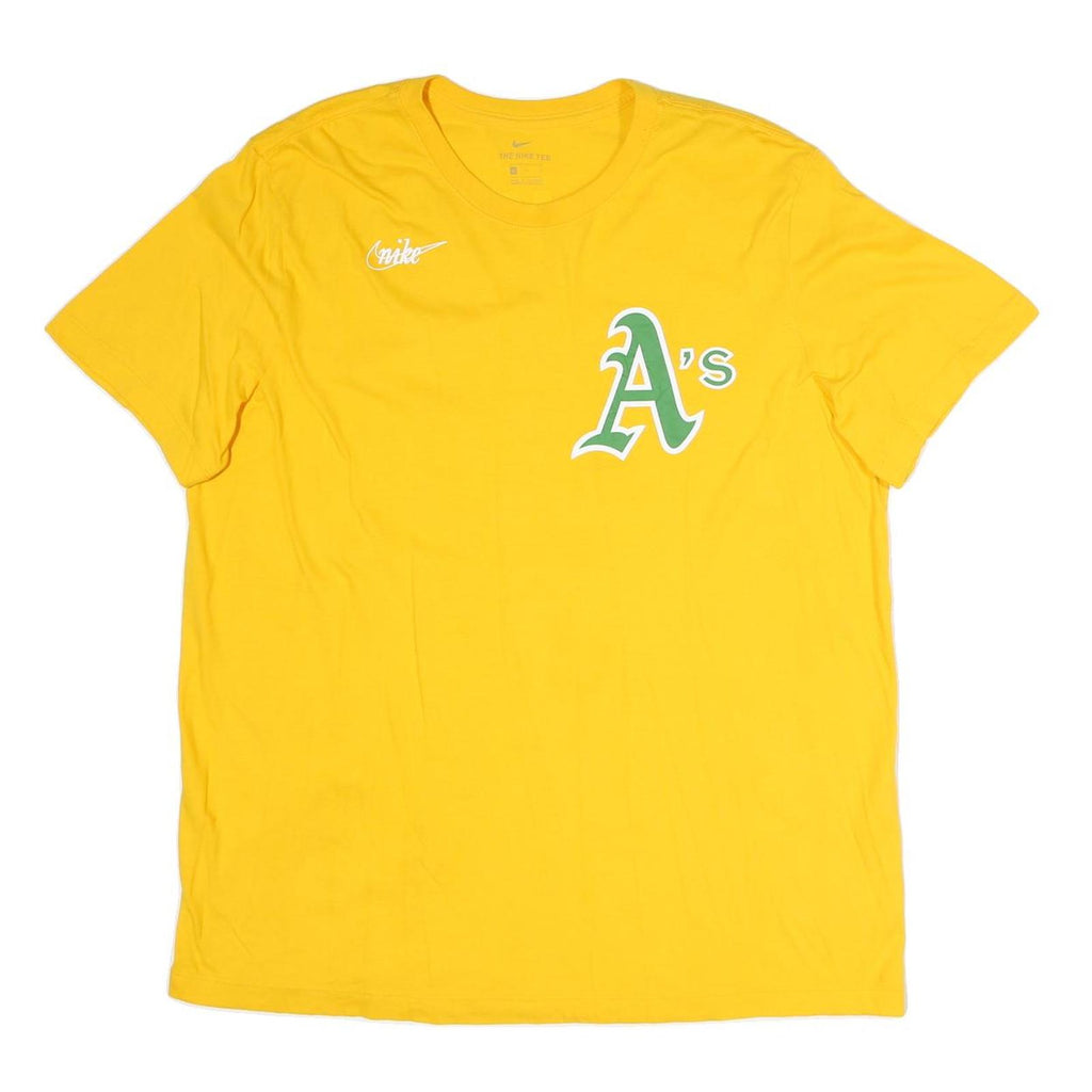 NIKE Mens Yellow A's Graphic T-Shirt XL Short Sleeve Crew Neck Jackson 9