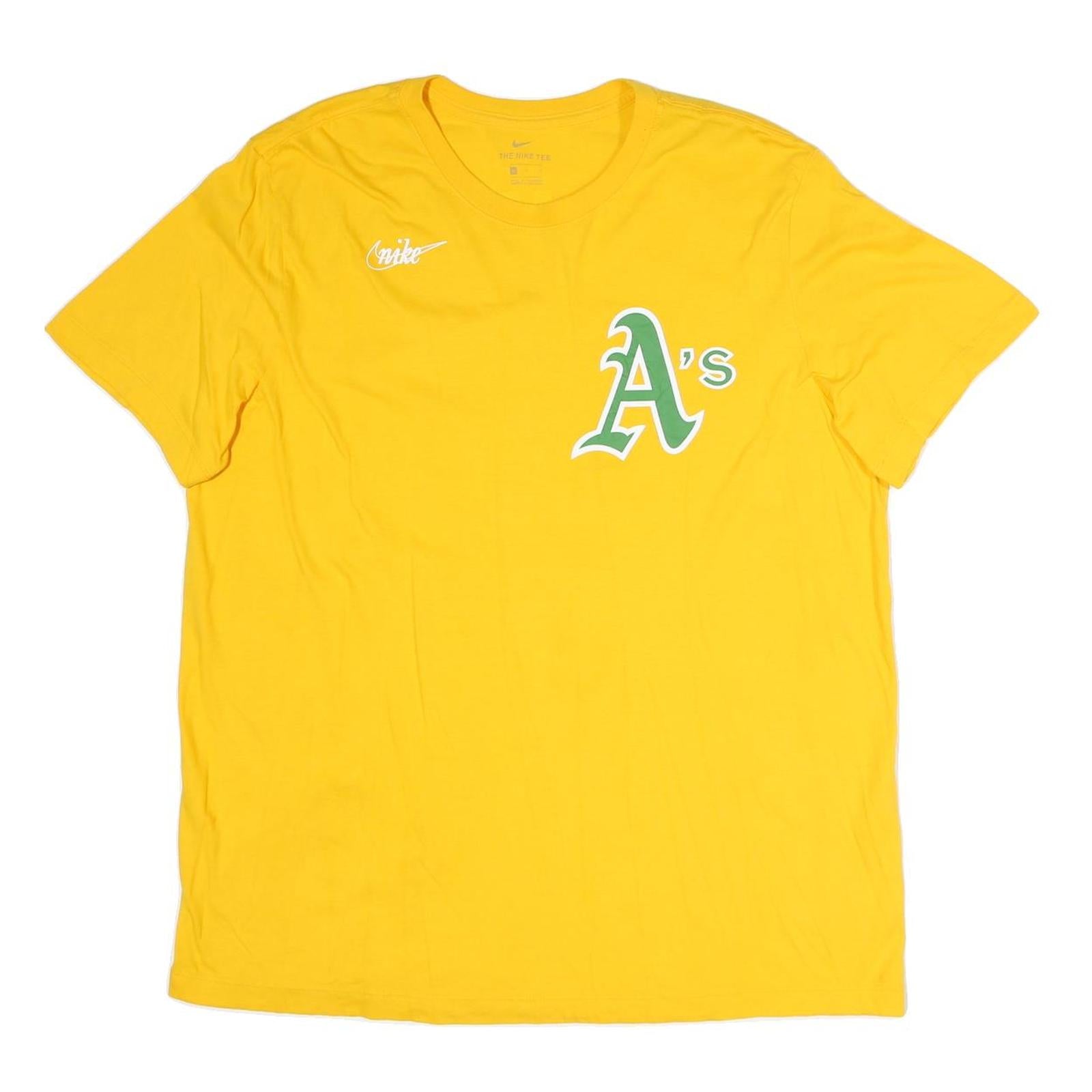 NIKE Mens Yellow A's Graphic T-Shirt XL Short Sleeve Crew Neck Jackson 9