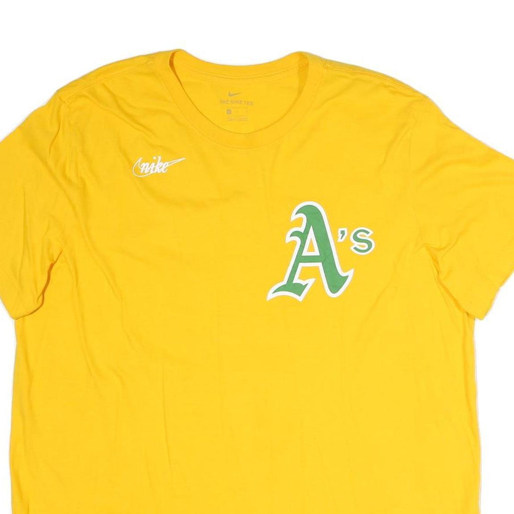 NIKE Mens Yellow A's Graphic T-Shirt XL Short Sleeve Crew Neck Jackson 9