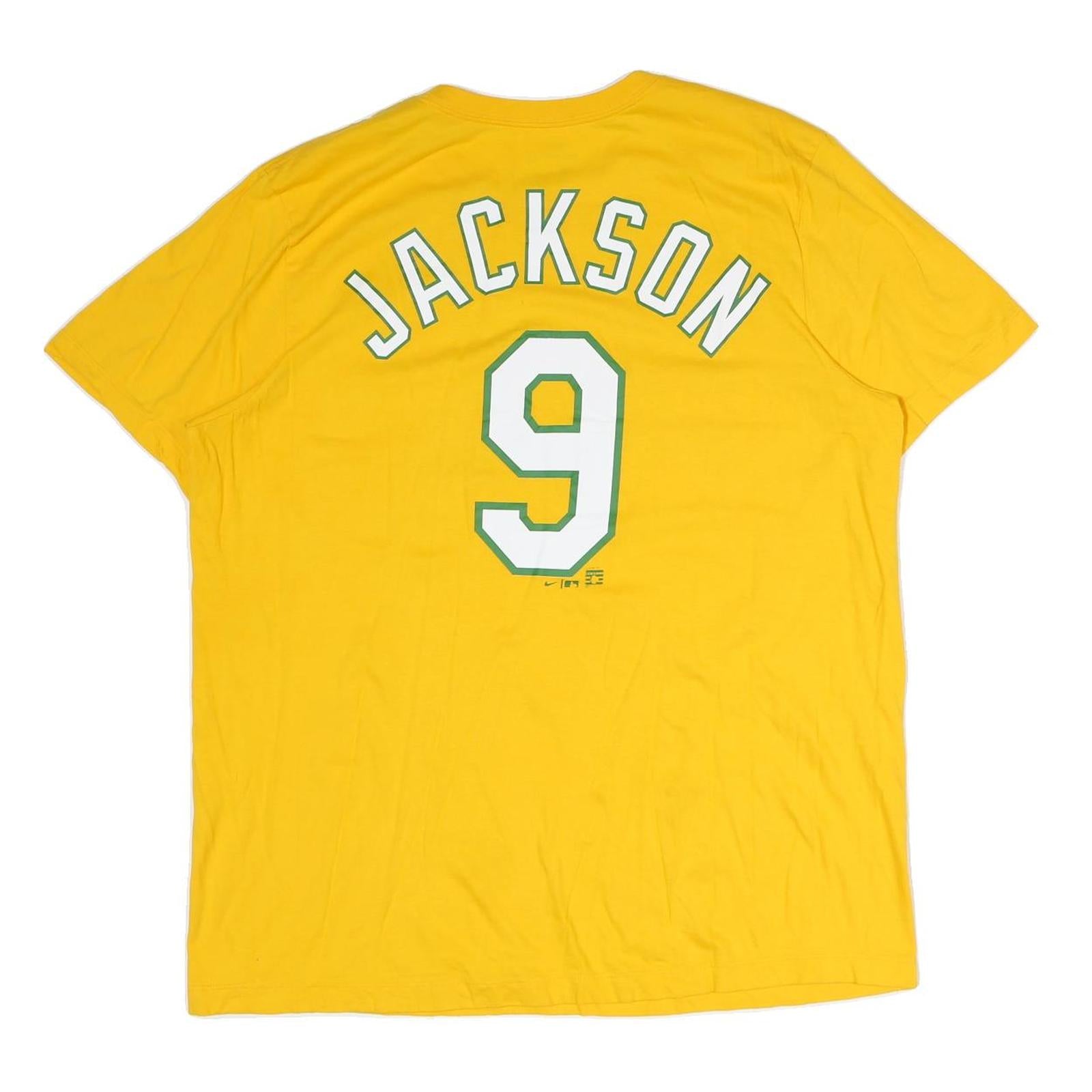 NIKE Mens Yellow A's Graphic T-Shirt XL Short Sleeve Crew Neck Jackson 9