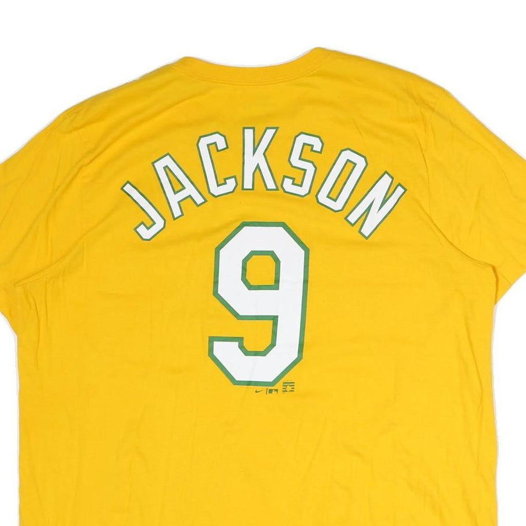 NIKE Mens Yellow A's Graphic T-Shirt XL Short Sleeve Crew Neck Jackson 9