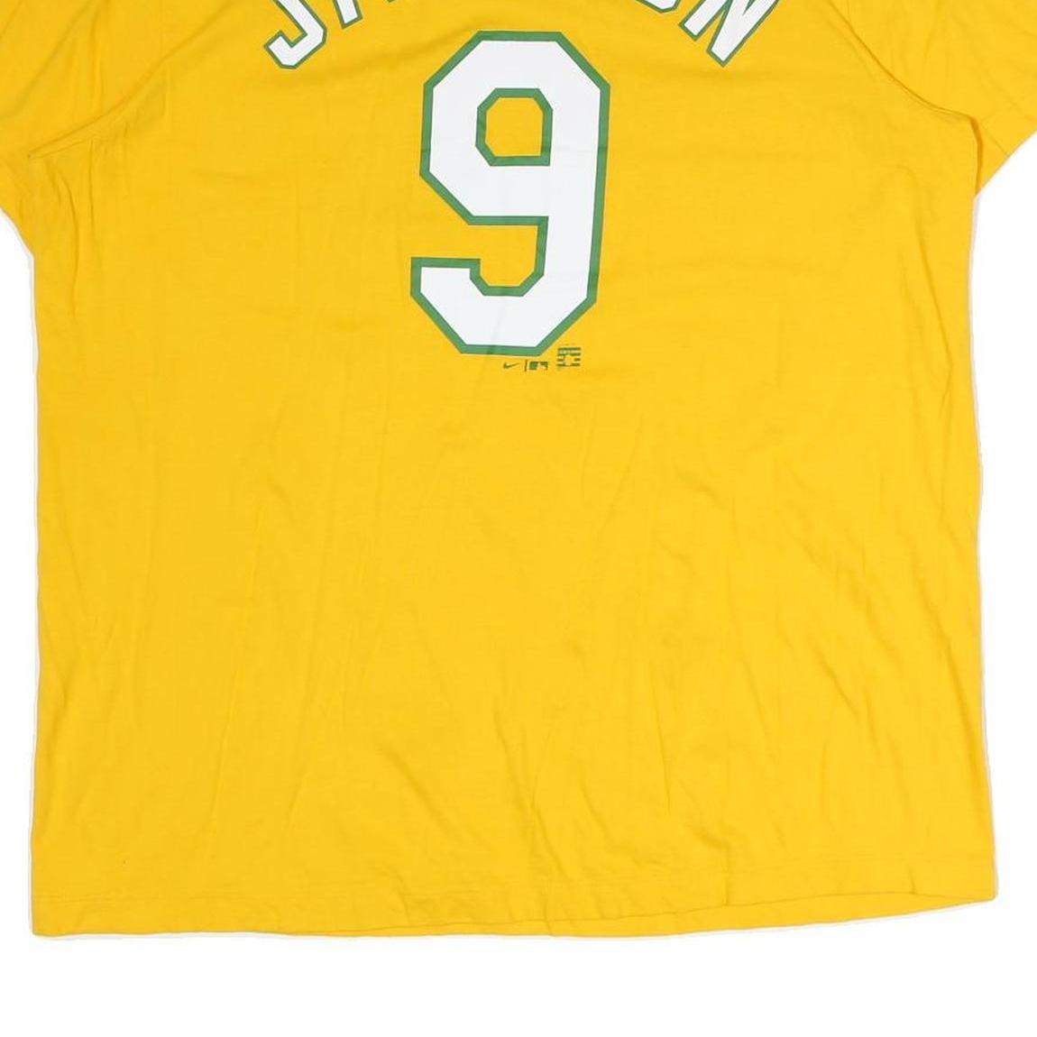 NIKE Mens Yellow A's Graphic T-Shirt XL Short Sleeve Crew Neck Jackson 9