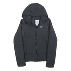 ADIDAS Womens Black Puffer Jacket UK 8 Polyester Hooded Zip Pocketed