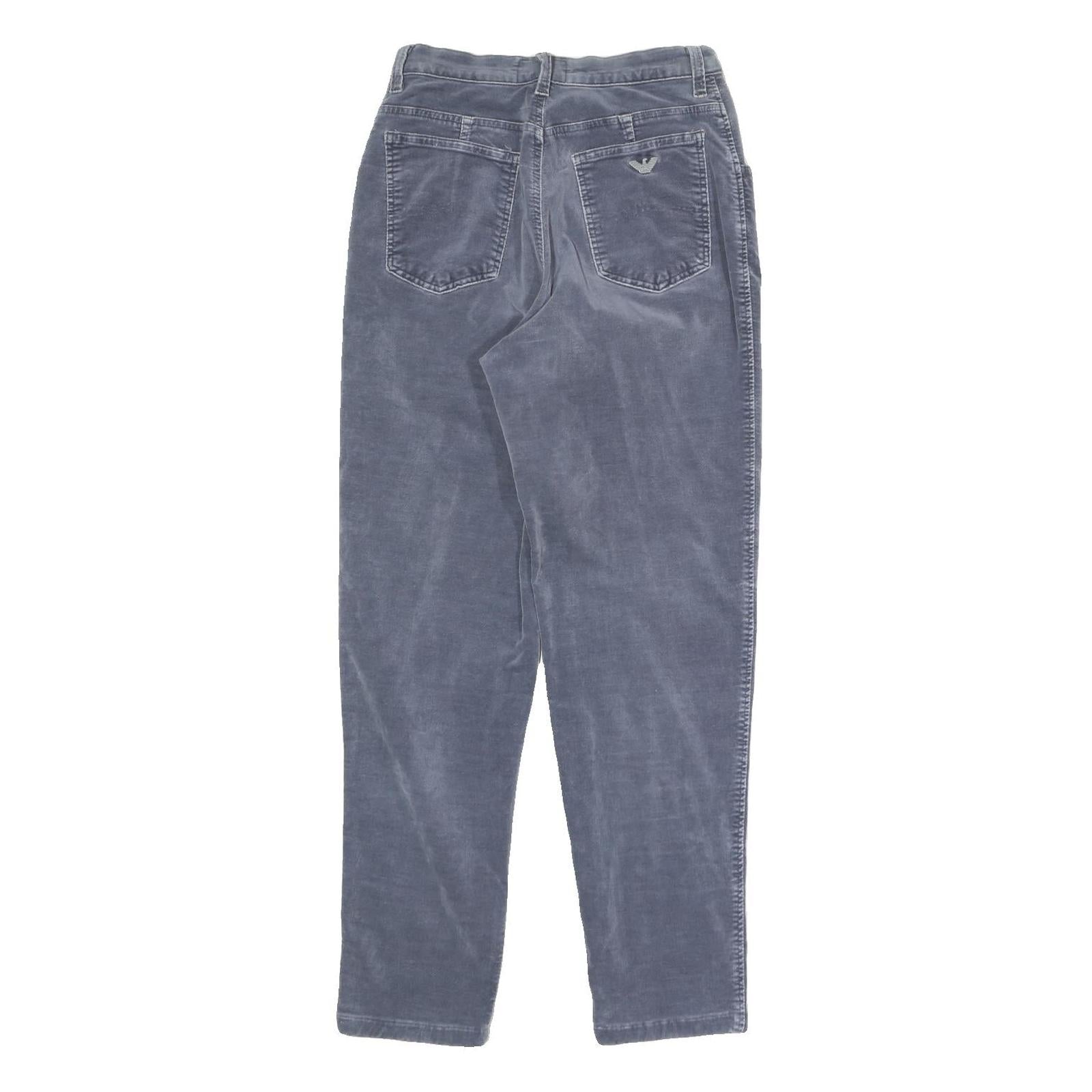 ARMANI JEANS Womens Cotton Blend Blue Slim Tapered Trousers W23 L28 Stylish