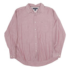 TOMMY HILFIGER Mens Red Plain Shirt XL Cotton Long Sleeve Button Down