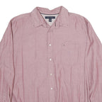 TOMMY HILFIGER Mens Red Plain Shirt XL Cotton Long Sleeve Button Down