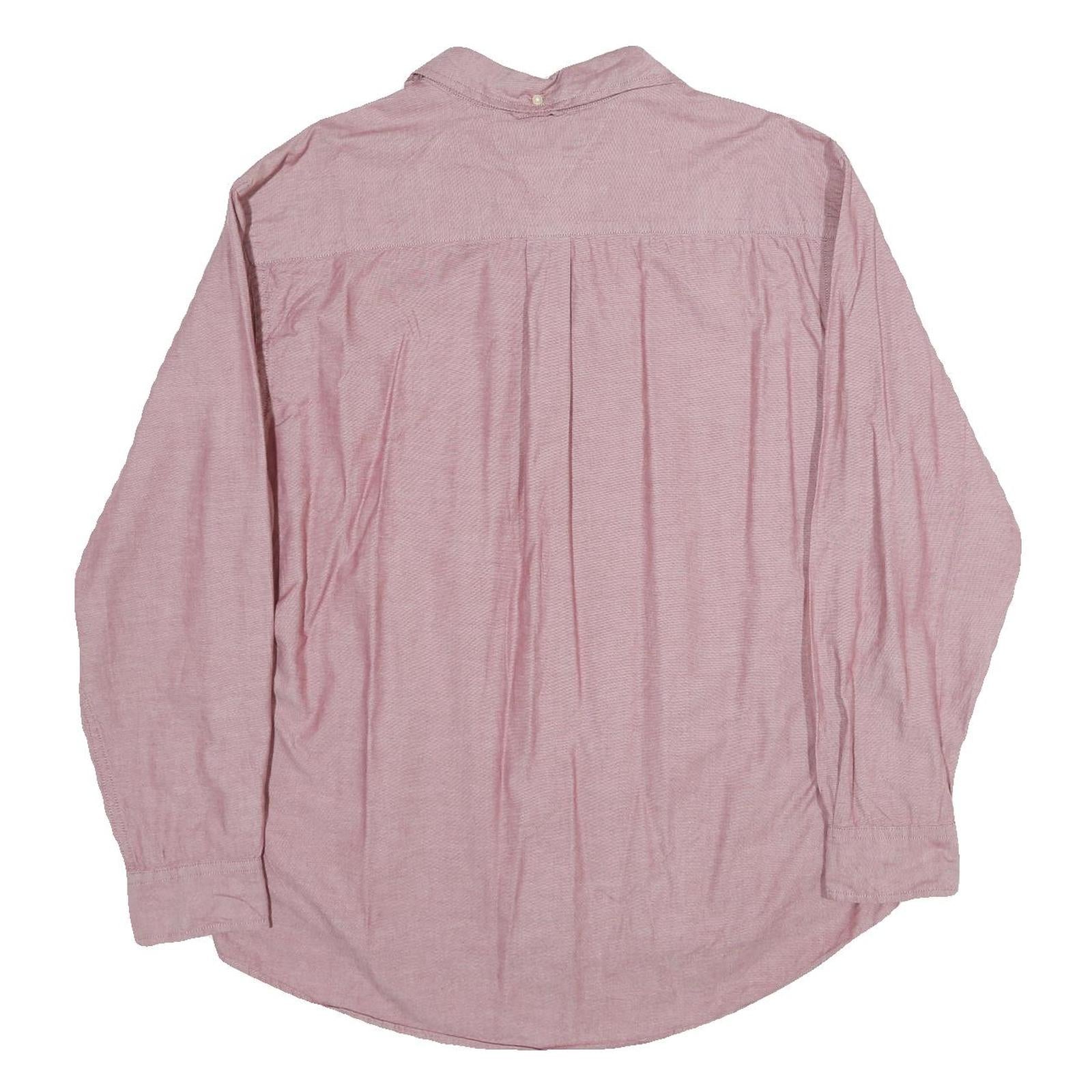 TOMMY HILFIGER Mens Red Plain Shirt XL Cotton Long Sleeve Button Down