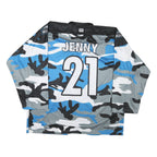 Mens Black Blue Grey Ice Wolves Camouflage Graphic T-Shirt XL Long Sleeve Crew