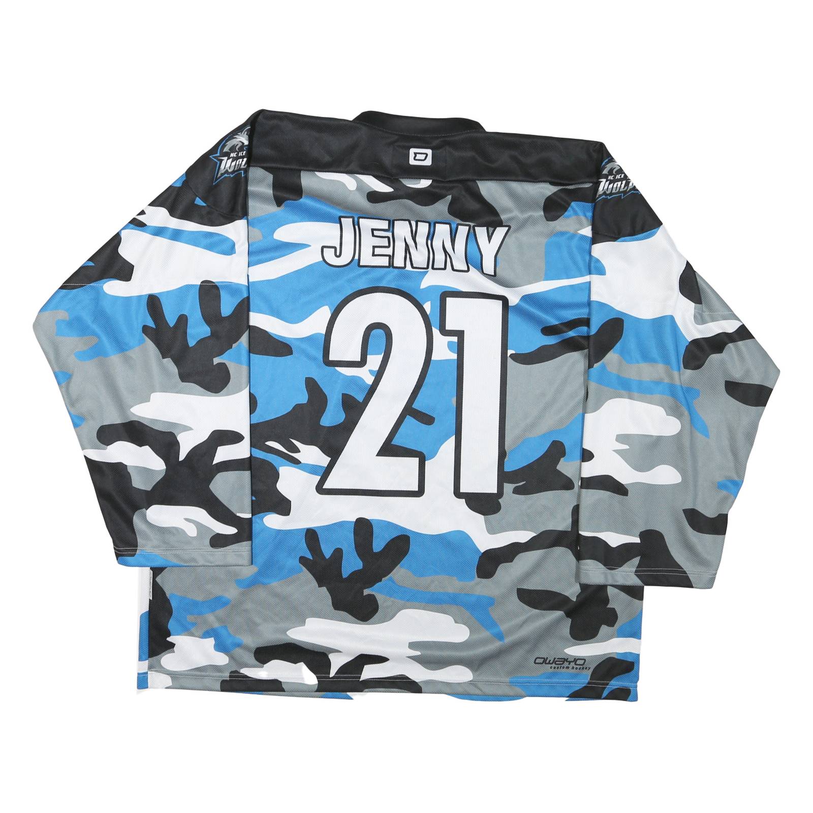 Mens Black Blue Grey Ice Wolves Camouflage Graphic T-Shirt XL Long Sleeve Crew