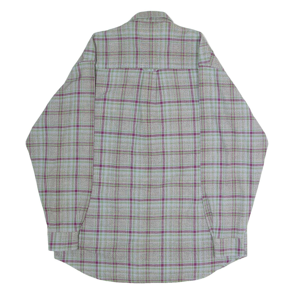 LE COLONIAL Mens Shirt Grey 90s Check Long Sleeve M