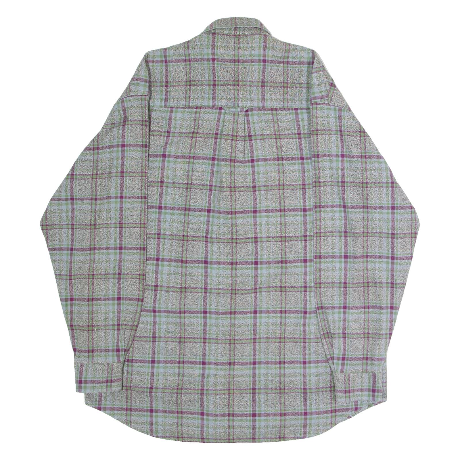 LE COLONIAL Mens Shirt Grey 90s Check Long Sleeve M
