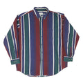 RED EYE Mens Blue Green & Maroon Stripe Shirt L Button-Down Cotton Blend Casual