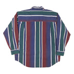 RED EYE Mens Blue Green & Maroon Stripe Shirt L Button-Down Cotton Blend Casual