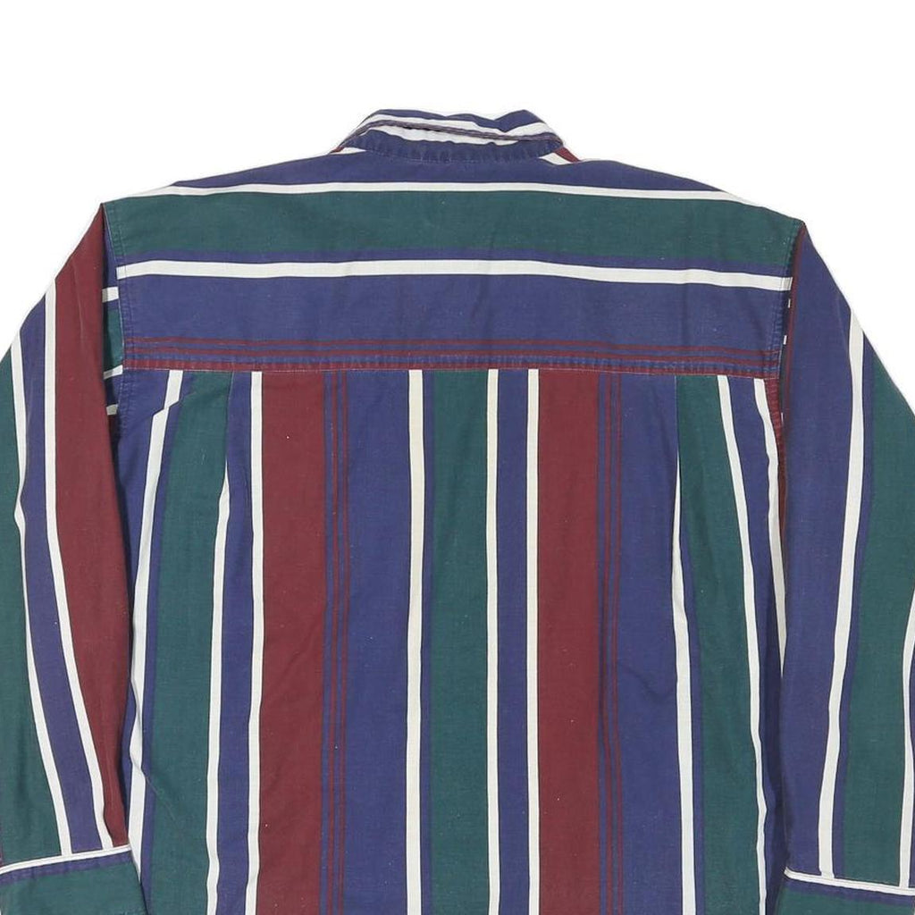 RED EYE Mens Blue Green & Maroon Stripe Shirt L Button-Down Cotton Blend Casual
