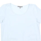LAURA ASHLEY Womens Light Blue Top Short Sleeve Scoop Neck Plain UK 8