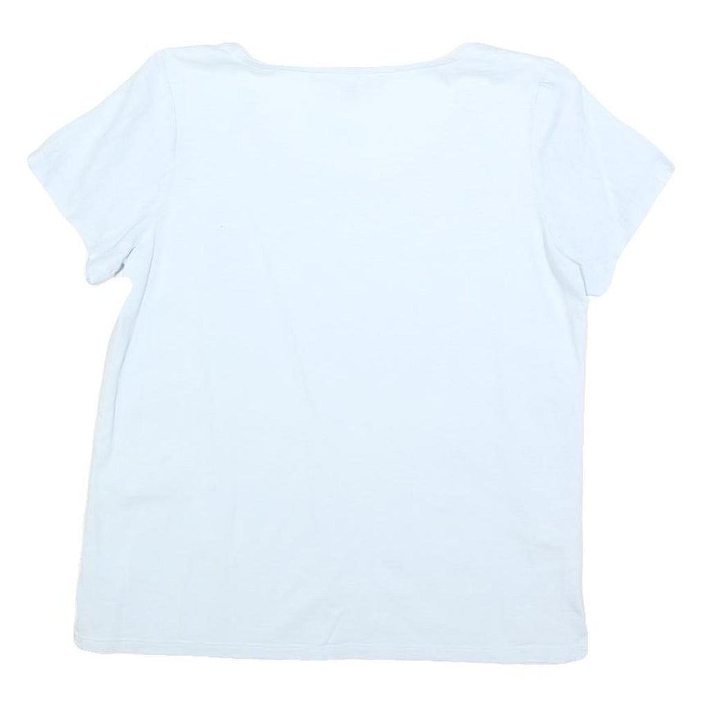 LAURA ASHLEY Womens Light Blue Top Short Sleeve Scoop Neck Plain UK 8