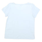 LAURA ASHLEY Womens Light Blue Top Short Sleeve Scoop Neck Plain UK 8