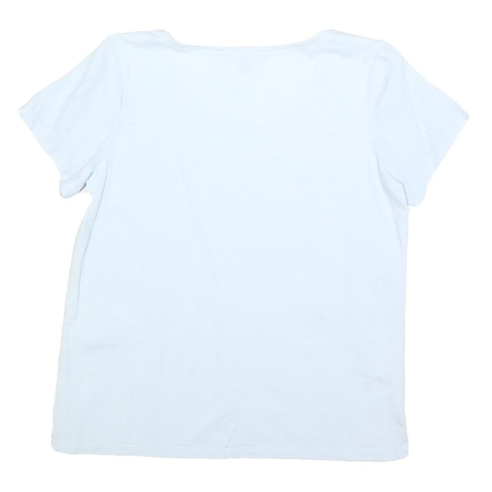 LAURA ASHLEY Womens Light Blue Top Short Sleeve Scoop Neck Plain UK 8