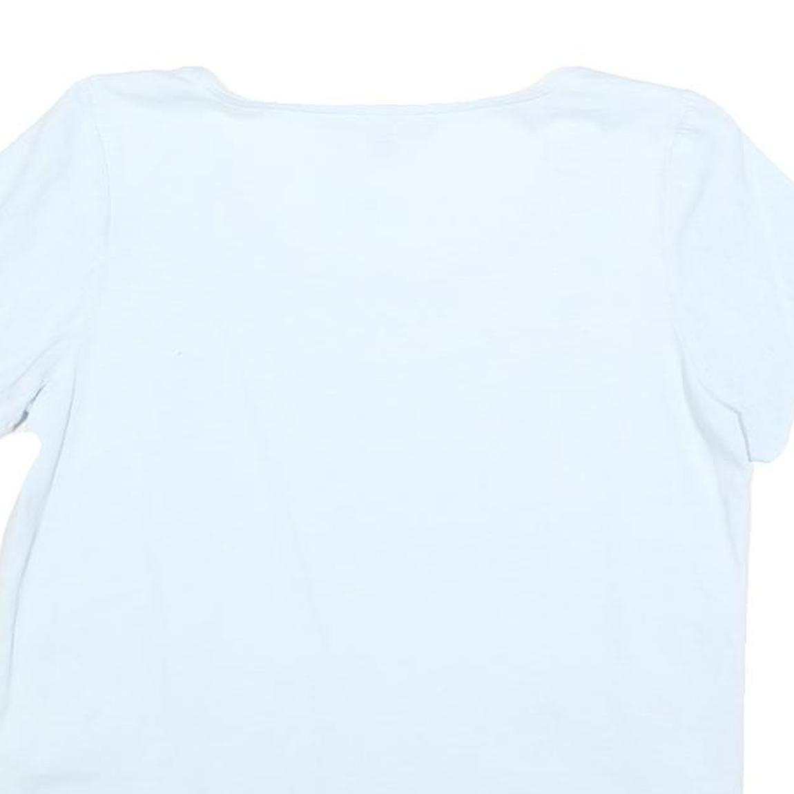 LAURA ASHLEY Womens Light Blue Top Short Sleeve Scoop Neck Plain UK 8