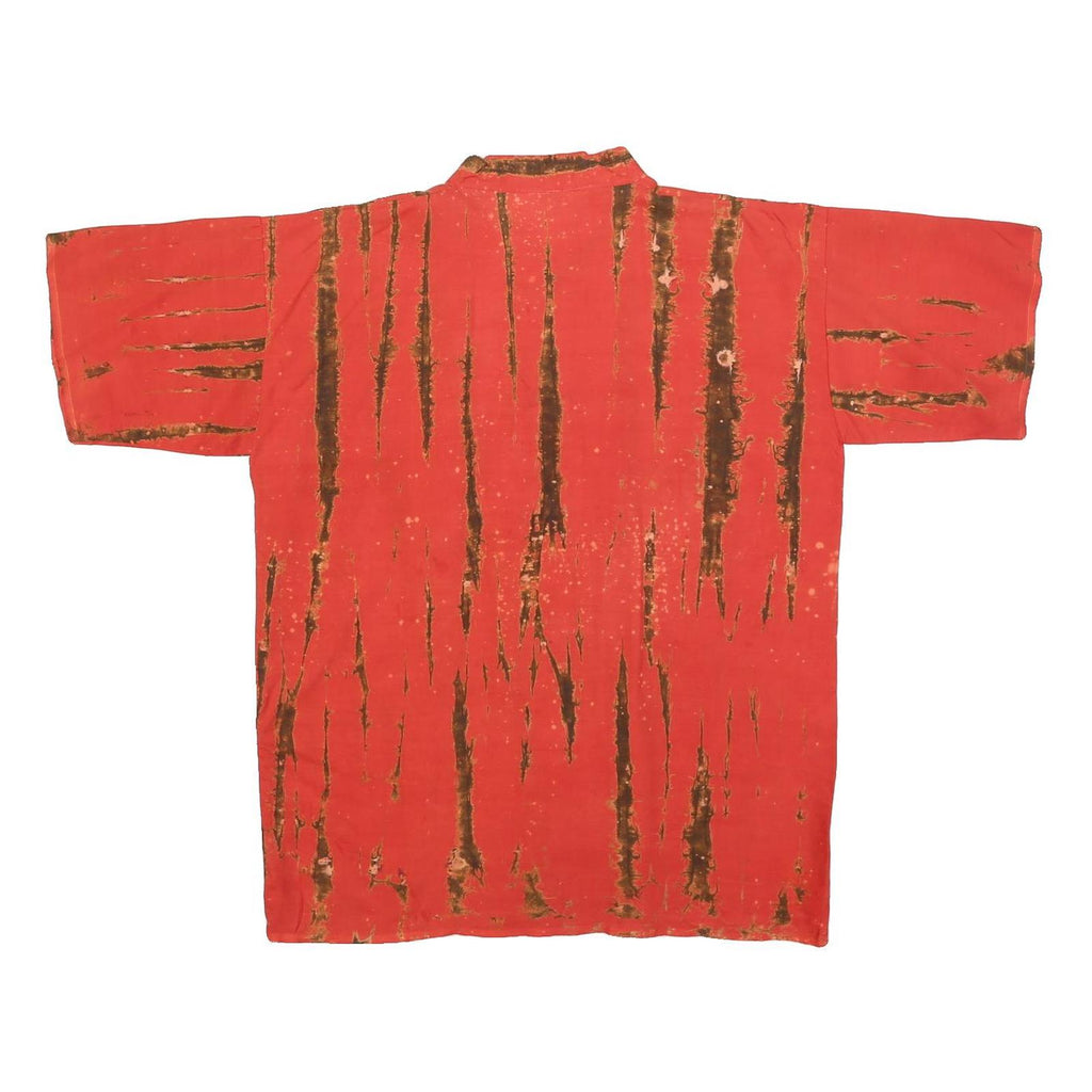 RANI'S Mens Red & Brown Langkawi Cotton Blend Shirt M Summer Casual Beachwear
