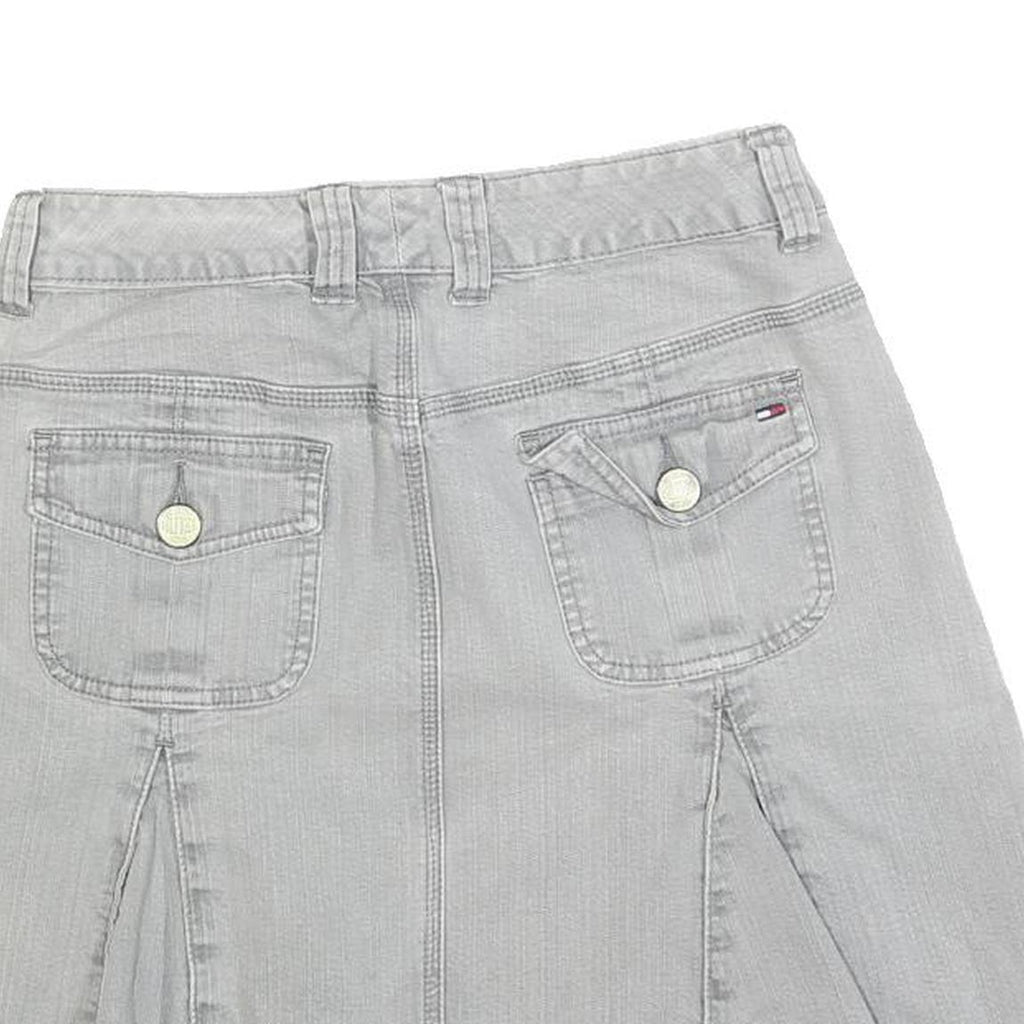 TOMMY HILFIGER Womens Grey Mini Cotton Blend Flare Skirt S Denim Casual
