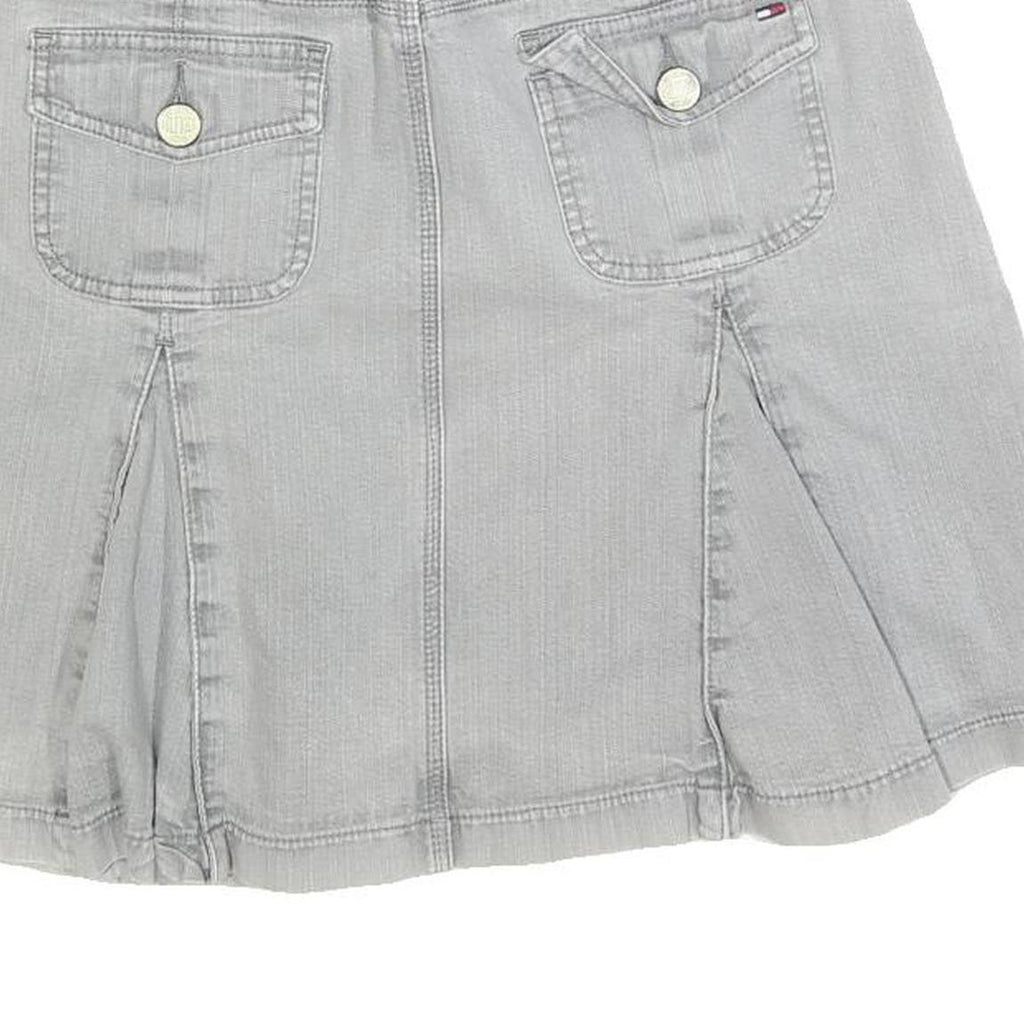 TOMMY HILFIGER Womens Grey Mini Cotton Blend Flare Skirt S Denim Casual