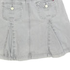 TOMMY HILFIGER Womens Grey Mini Cotton Blend Flare Skirt S Denim Casual