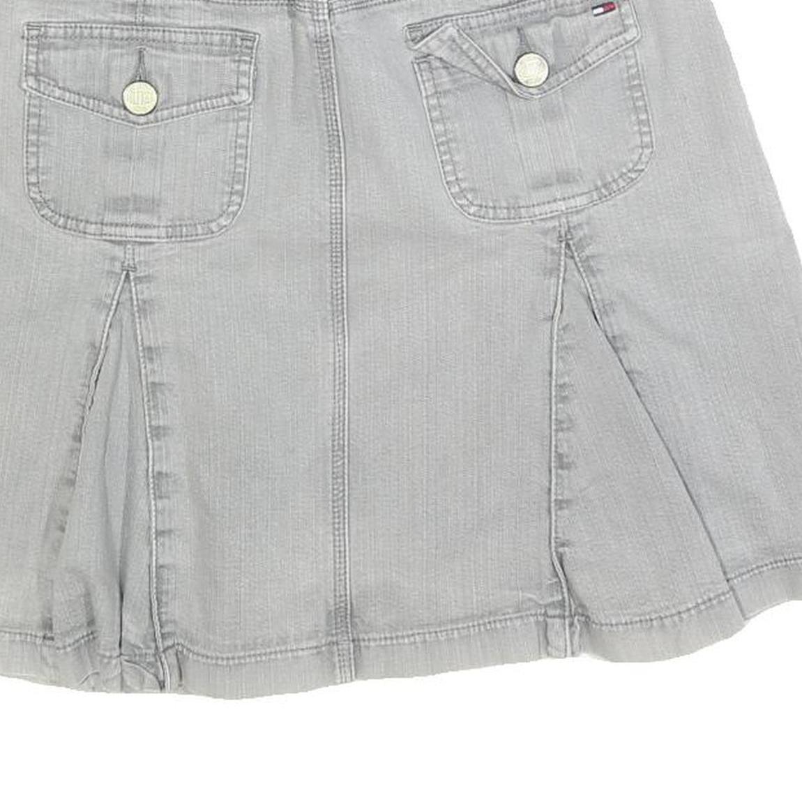TOMMY HILFIGER Womens Grey Mini Cotton Blend Flare Skirt S Denim Casual
