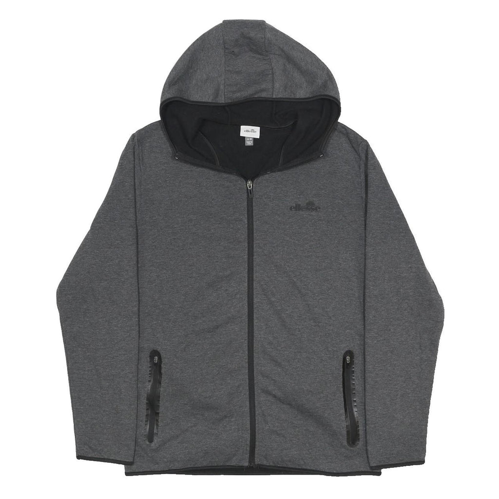 ELLESSE Mens Grey Full Zip Hoodie M Casual Sportswear Lightweight Sweatshirt