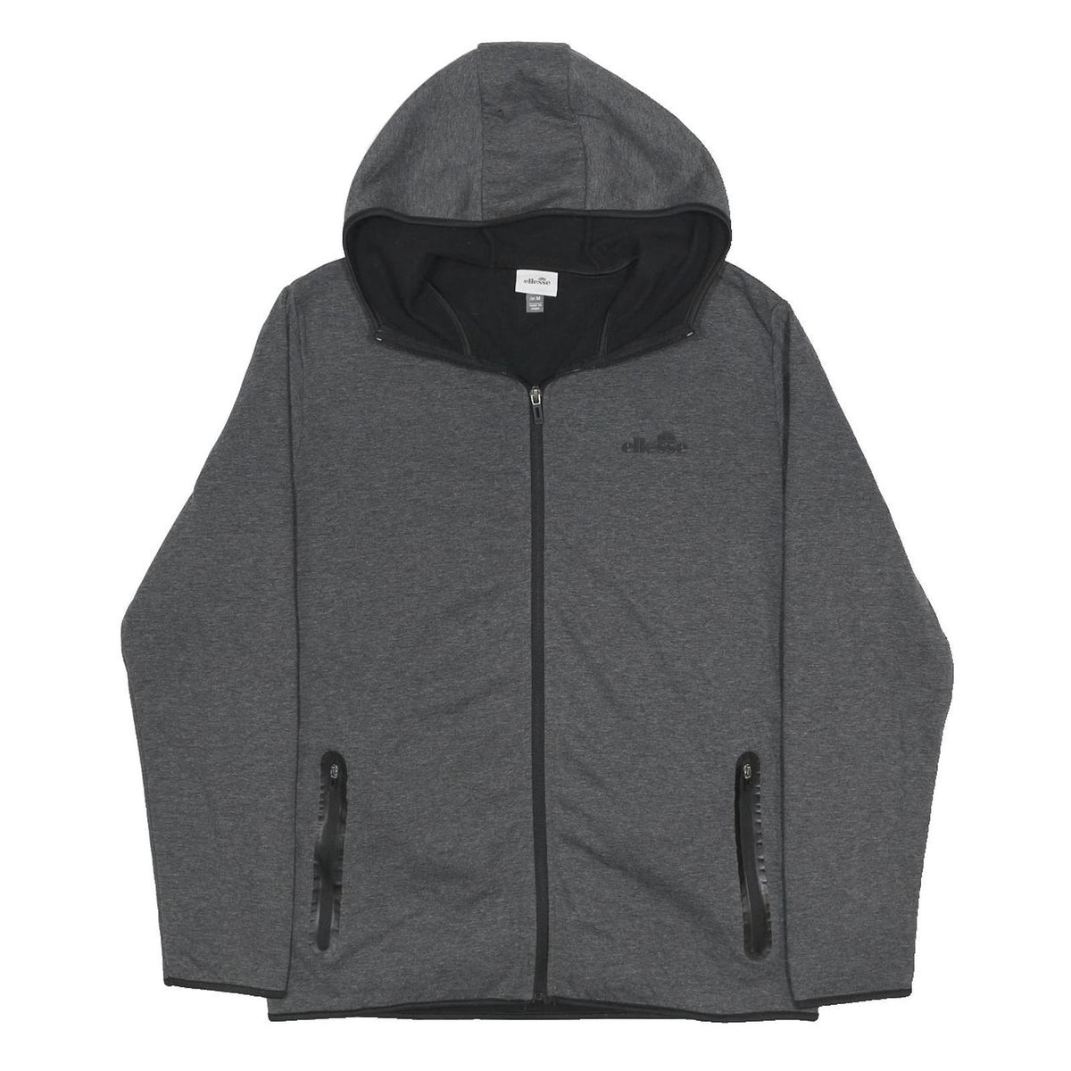 ELLESSE Mens Grey Full Zip Hoodie M Casual Sportswear Lightweight Sweatshirt
