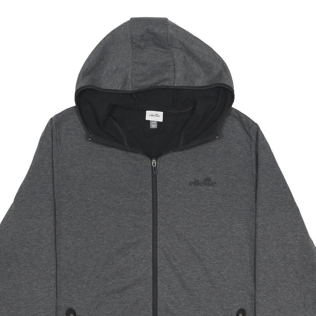 ELLESSE Mens Grey Full Zip Hoodie M Casual Sportswear Lightweight Sweatshirt