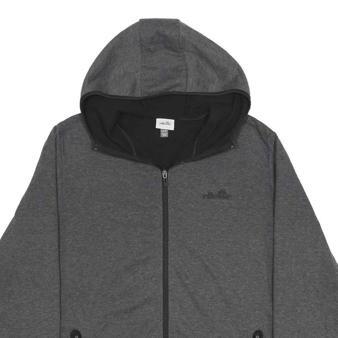 ELLESSE Mens Grey Full Zip Hoodie M Casual Sportswear Lightweight Sweatshirt